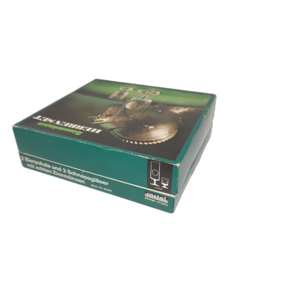 Zinnmünsen Herren Set ~ 2 Beer Cups and 2 Shot Gasses with Pewter Coins - Picture 10 of 10